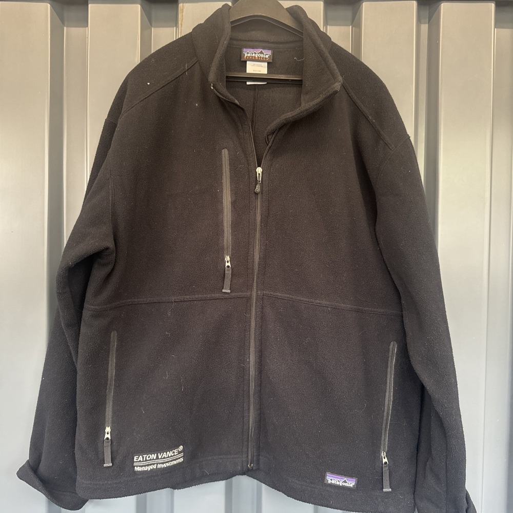 Patagonia Polartec Jacket Mens Large Black Softshell‎ Fleece Lined Full Zip